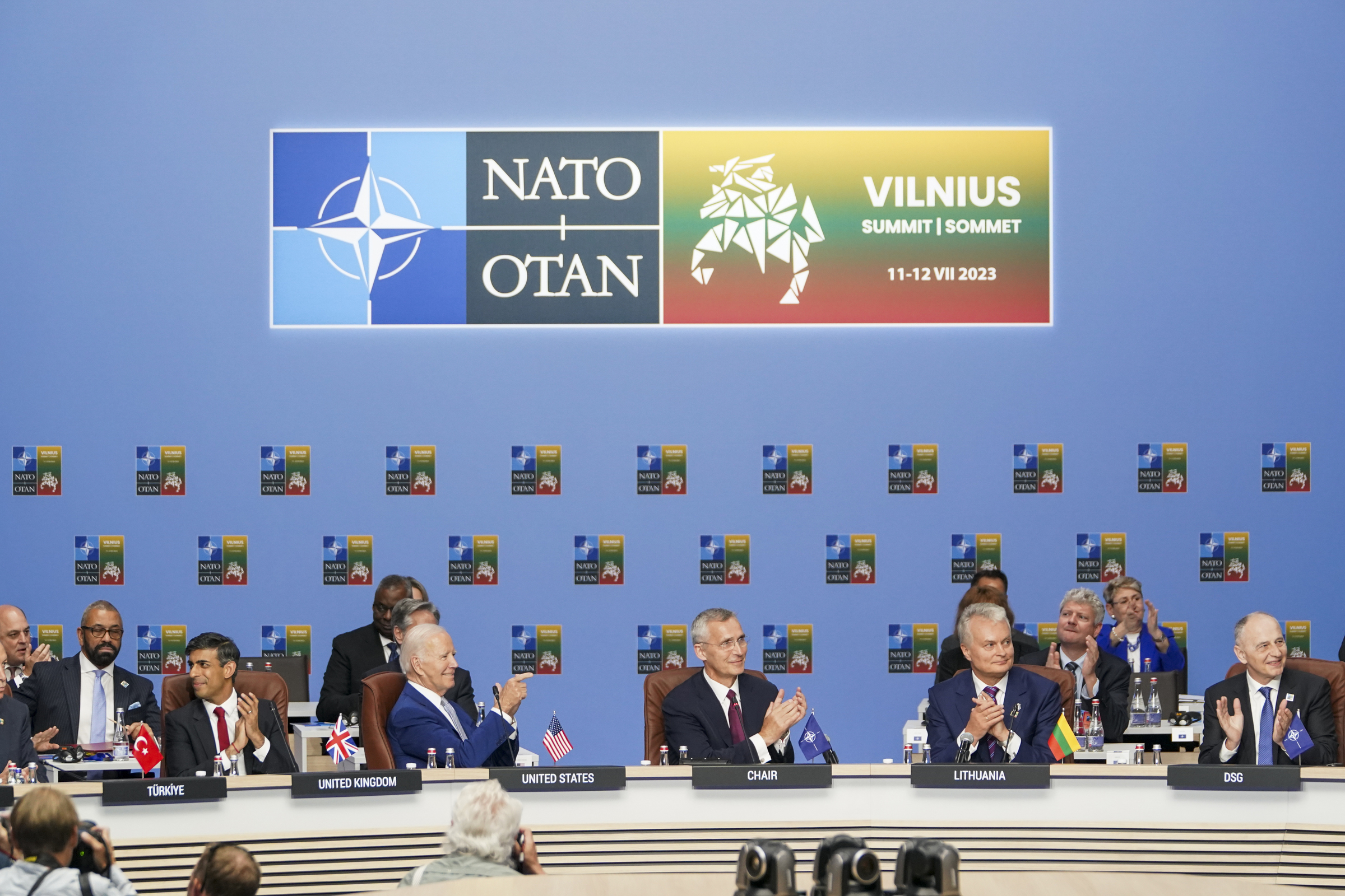 Lãnh đạo các quốc gia thành viên NATO dự hội nghị thượng đỉnh ở Vilnius, Litva ngày 11/7. Ảnh: AFP
