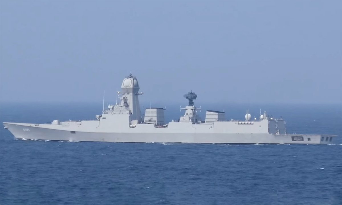 Khu trục hạm INS Chennai tham gia diễn tập trên Ấn Độ Dương tháng 10/2020. Ảnh: Indian Navy
