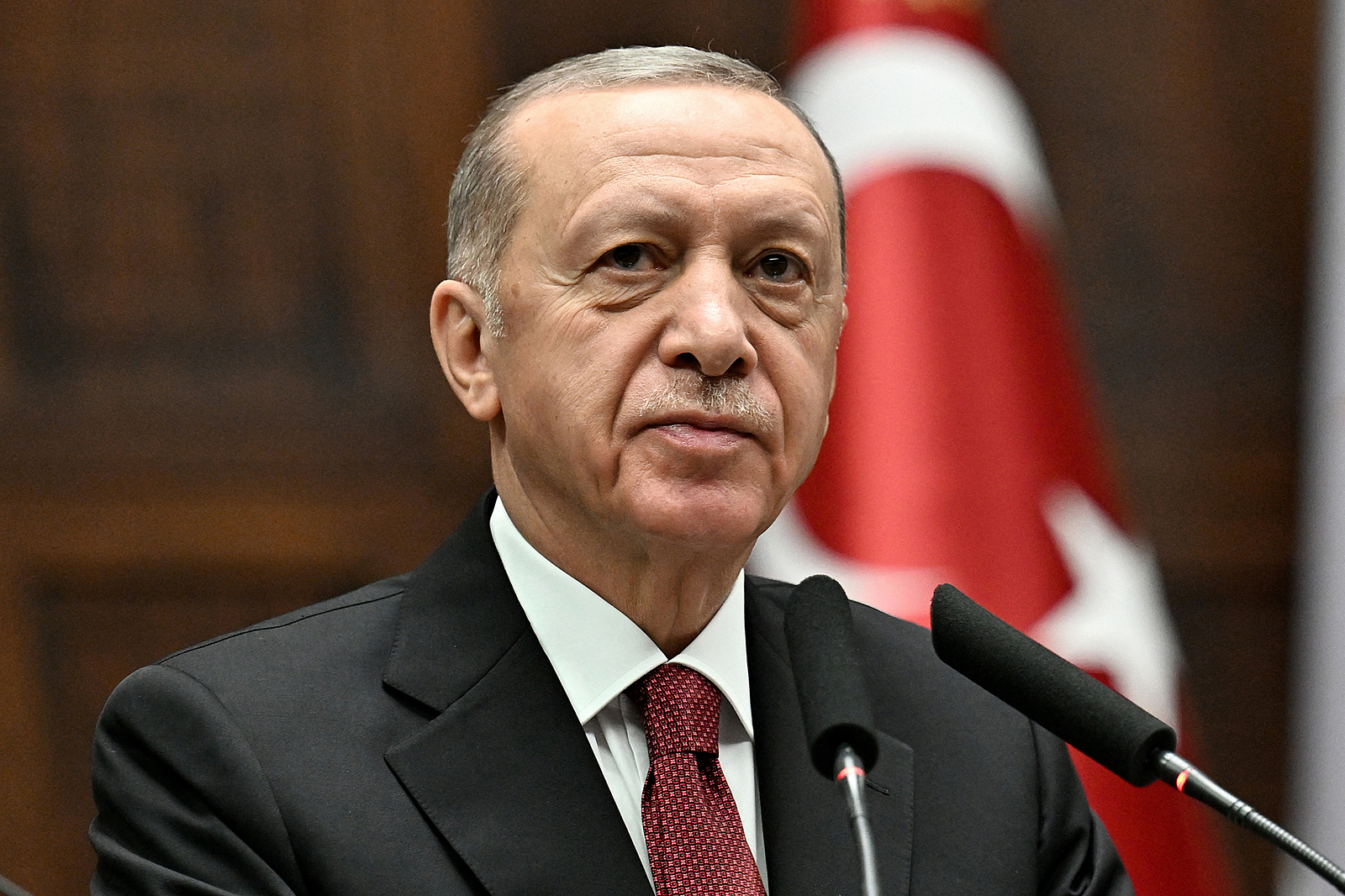 Tổng thống Thổ Nhĩ Kỳ Tayyip Erdogan phát biểu tại Ankara ngày tháng 10/2023. Ảnh: AFP