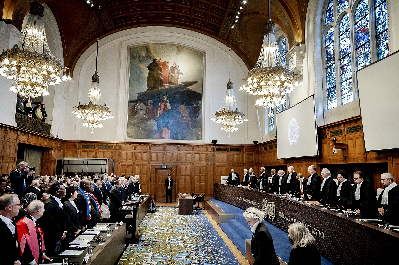 Phiên điều trần vụ kiện của Nam Phi đối với Israel tại Tòa Công lý Quốc tế (ICJ) ở Hague, Hà Lan ngày 11/1. Ảnh: AFP