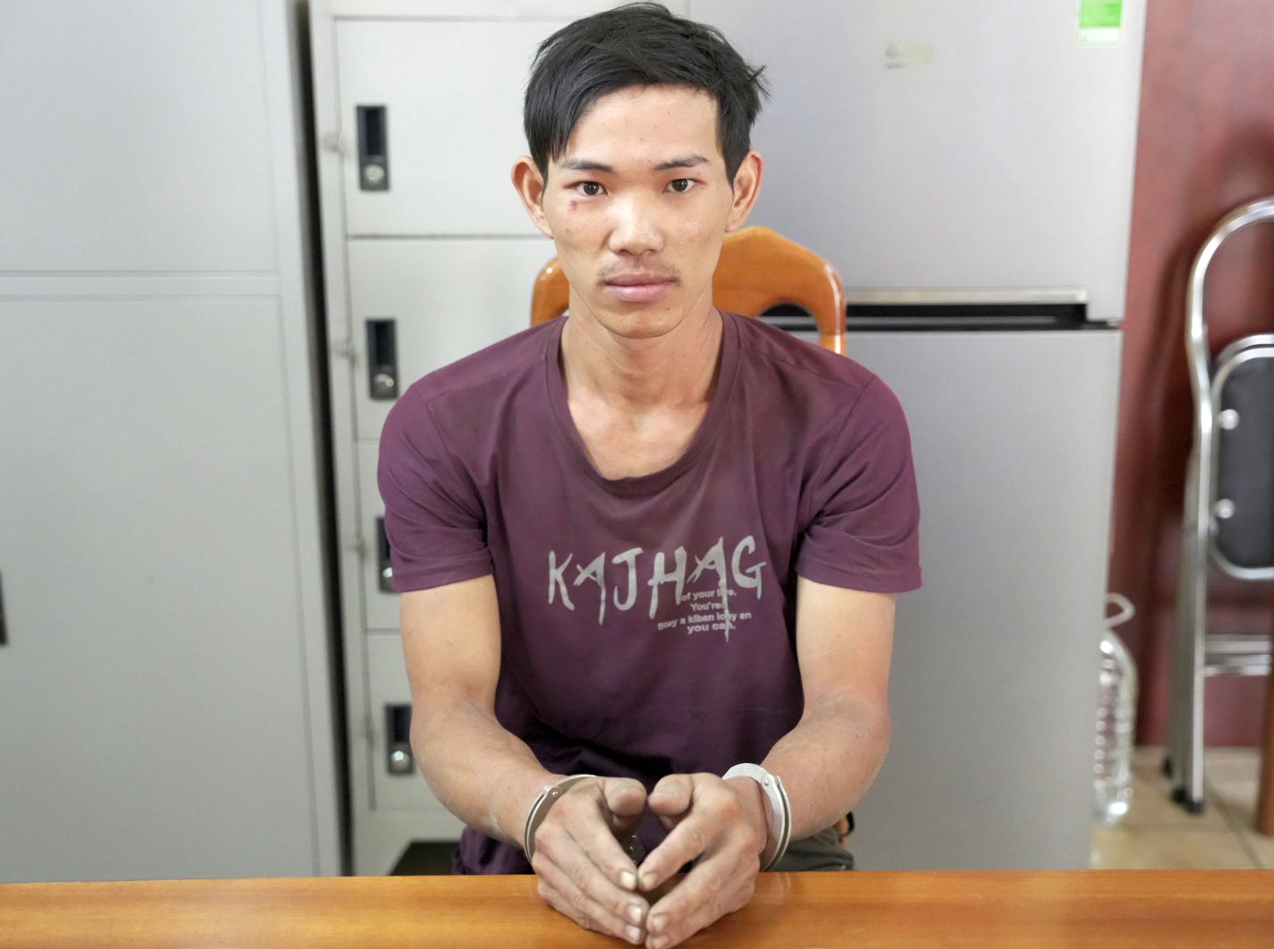 Nguyễn Thanh Tâm tại cơ quan điều tra. Ảnh: Công an cung cấp