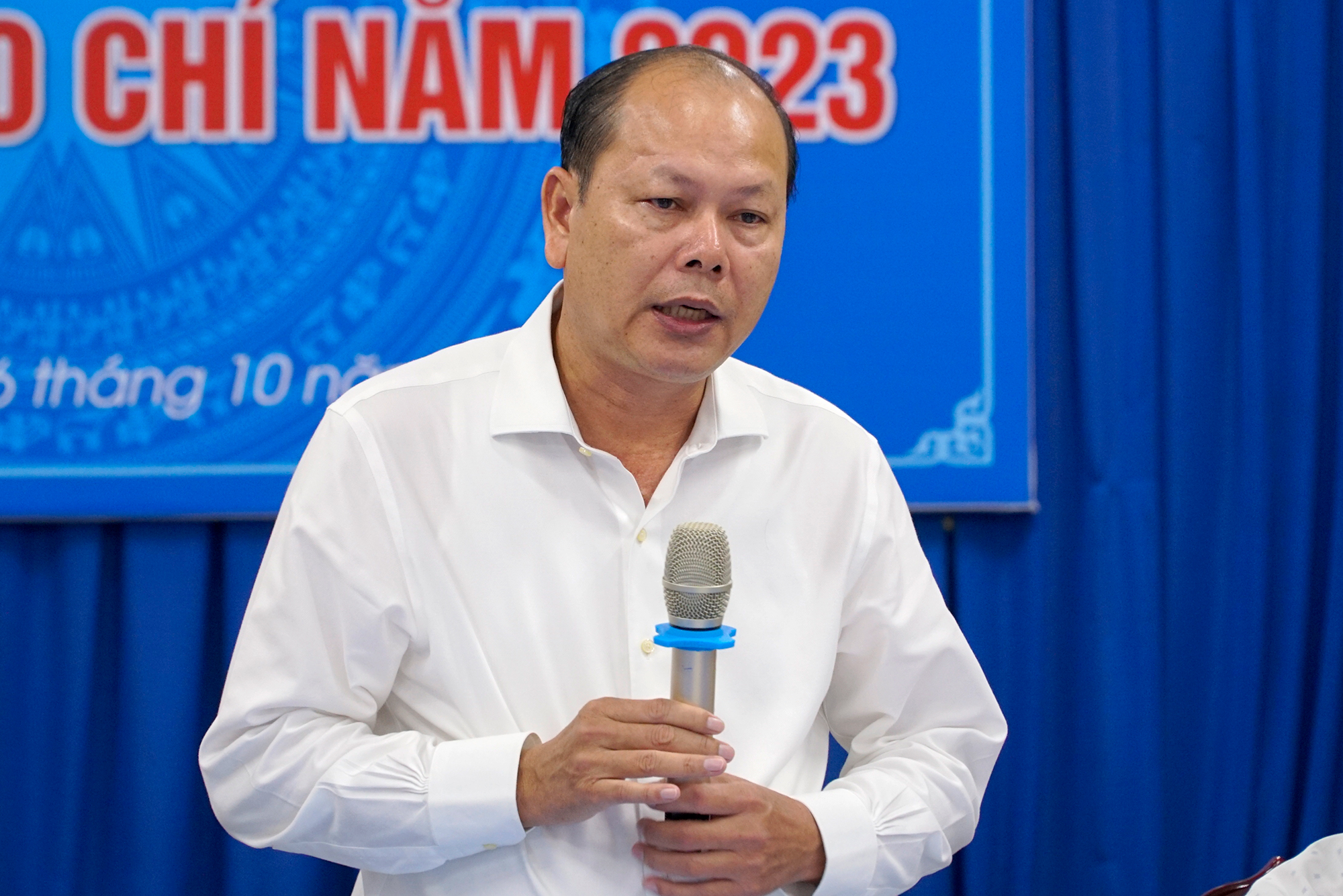 Ông Nguyễn Văn Hải phát biểu trong cuộc họp hồi tháng 10/2023. Ảnh: Trường Hà