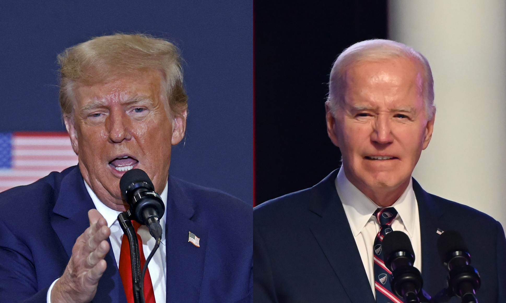 Cựu tổng thống Donald Trump (trái) và Tổng thống Joe Biden. Ảnh: AFP/Reuters