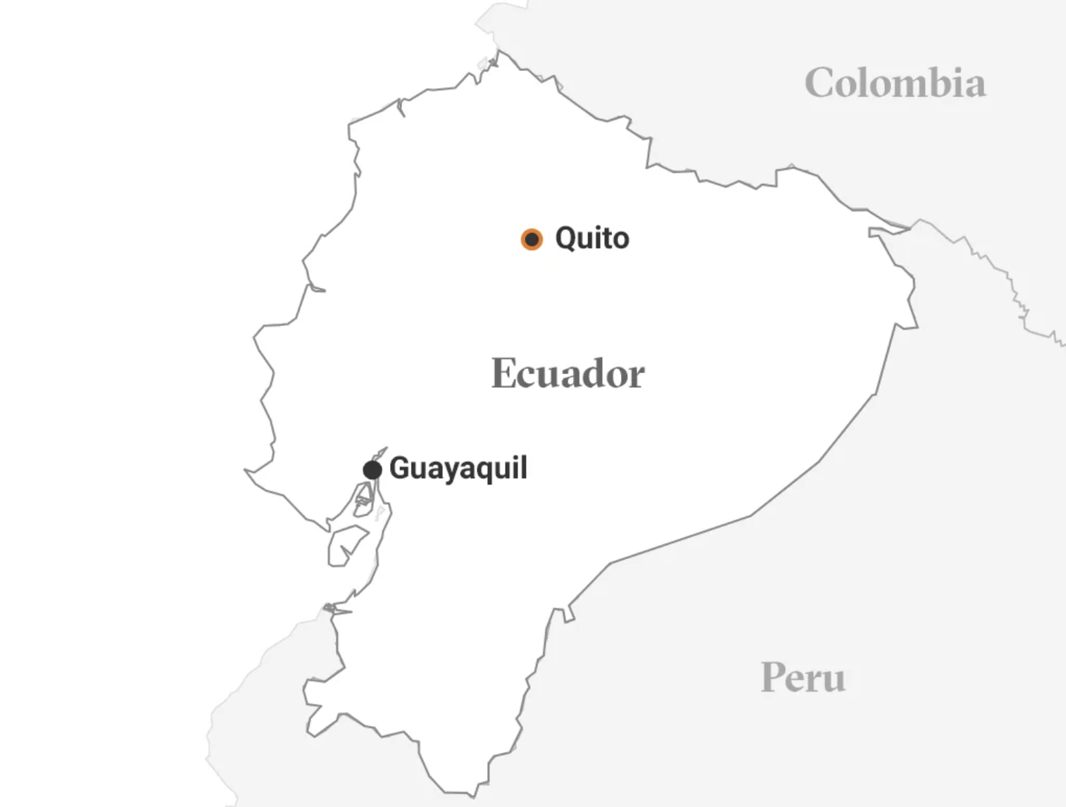 Vị trí Ecuador và thành phố cảng Guayaquil. Đồ họa: OpenStreetMap