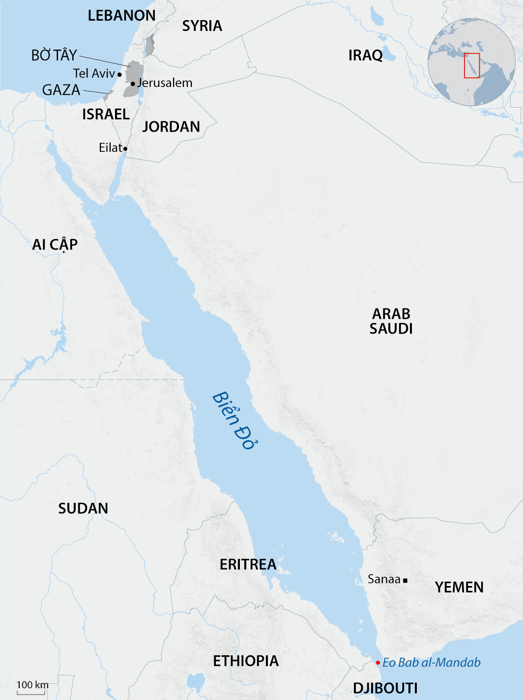 Vị trí Yemen và các quốc gia ven Biển Đỏ. Đồ họa: AFP